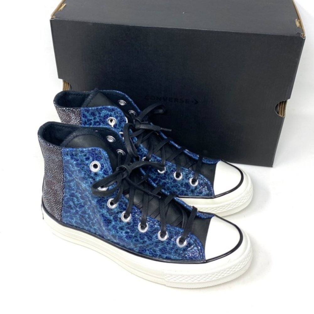 Converse Chuck 70 All Star High Top Men's Blue Canvas Leather Sneakers A01084C - Picture 8 of 10